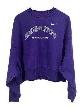 Nike Phoenix TCU Texas Team Issued Nike Cropped Sweatshirt in Purple White - M
